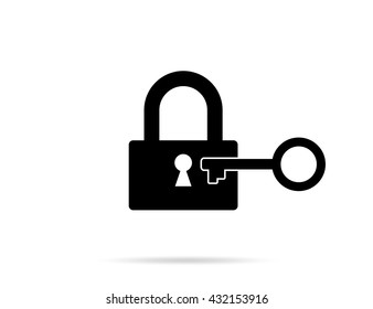 Lock and key vector icon.