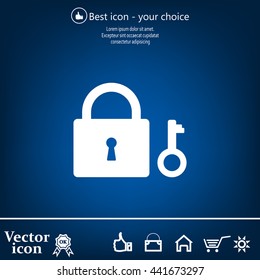Lock and key vector icon.
