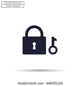 Lock and key vector icon.