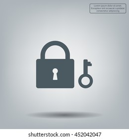 Lock and key vector icon.