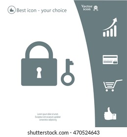 Lock and key vector icon.
