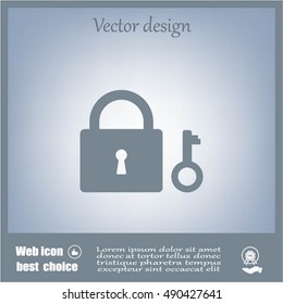 Lock and key vector icon.