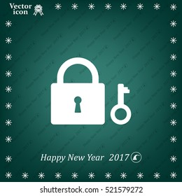 Lock and key vector icon.