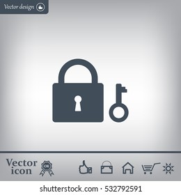 Lock and key vector icon.