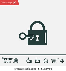 Lock and key vector icon.
