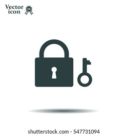 Lock and key vector icon.