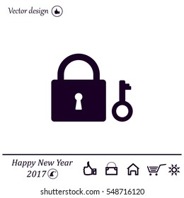 Lock And Key Vector Icon.