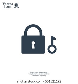 Lock and key vector icon.