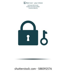 Lock and key vector icon.