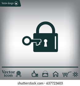 Lock and key vector icon.