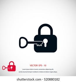 Lock and key vector icon, flat design best vector icon