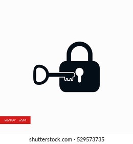 Lock and key vector icon, flat design best vector icon