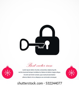 Lock and key vector icon, flat design best vector icon