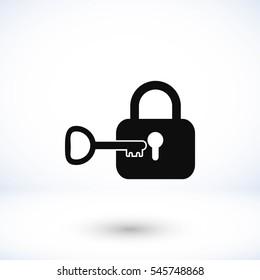 Lock and key vector icon, flat design best vector icon