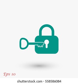 Lock and key vector icon, flat design best vector icon
