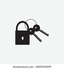 Lock and Key vector icon isolated white background