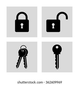Lock and key - vector  icon set