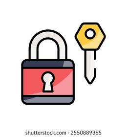 Lock and Key vector icon stock illustration