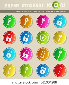 lock and key vector icons for user interface design