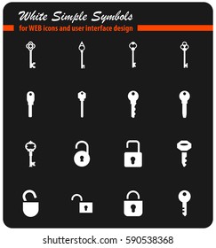 lock and key vector icons for user interface design