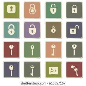 lock and key vector icons for user interface design