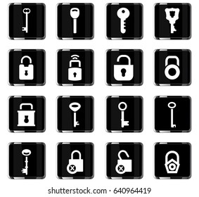 lock and key vector icons for user interface design