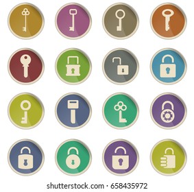 lock and key vector icons for user interface design