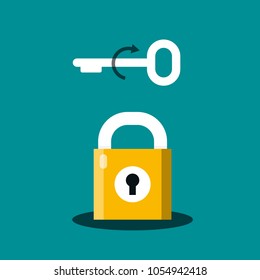 Lock with Key Vector Illustration