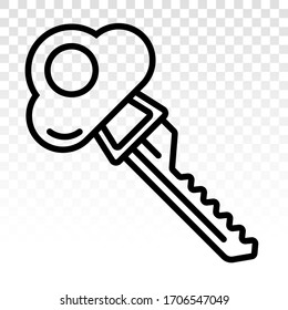 Lock key vector line art icon on a transparent background