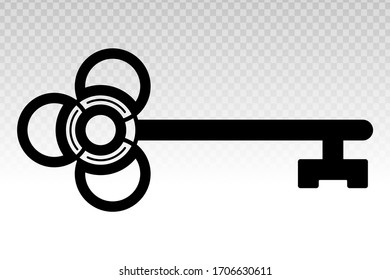 Bloquear icono de línea vectorial de clave en un fondo transparente
