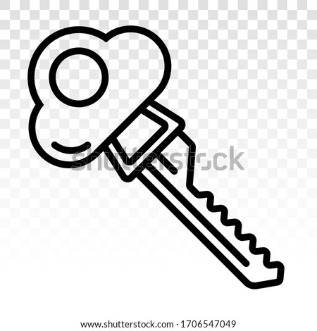 Lock key vector line art icon on a transparent background