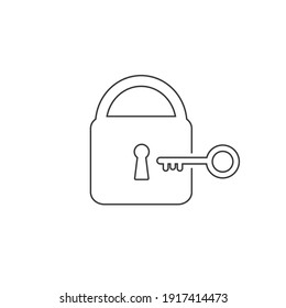Lock and key vector line icon
