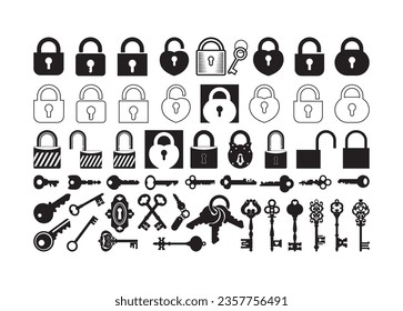 Lock and Key Vector For Print, Lock and Key Clipart, Lock and Key vector Illustration