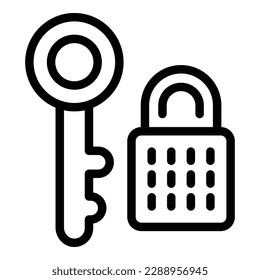 Lock key vpn icon outline vector. Data access. Online private