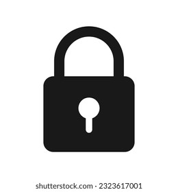 Lock Keyhole Flat Silhouette Icon Vector Illustration