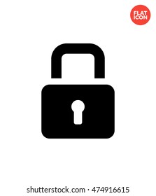 Lock with keyhole Icon Flat Style Isolated Vector Illustration