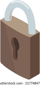 Lock with keyhole isolated vector illustration. Concept of protection. Security padlock, private territory symbol, stop sign. Warning and safety equipment protects against penetration of strangers