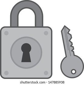 Lock with keyhole and key 