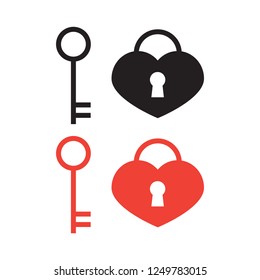 Lock keyhole and keys set. Key and lock line vector