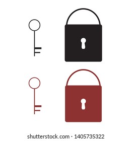 Lock keyhole and keys set. Key and lock line  on a white background  vector , illustration