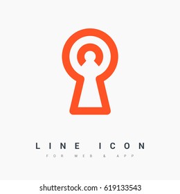 Lock keyhole line vector icon