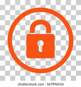 Lock Keyhole rounded icon. Vector illustration style is flat iconic symbol inside a circle, orange color, transparent background. Designed for web and software interfaces.