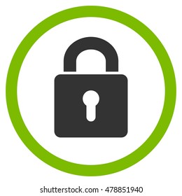 Lock Keyhole vector bicolor rounded icon. Image style is a flat icon symbol inside a circle, eco green and gray colors, white background.