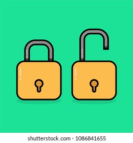 Lock with Keyhole Vector Illustration in Flat Style Design