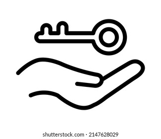 Lock and keys flat line icon. Outline sign for mobile concept and web design, store.