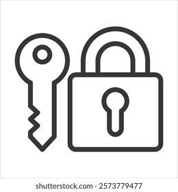 Lock And Keys Outline Icon Vector Illustration