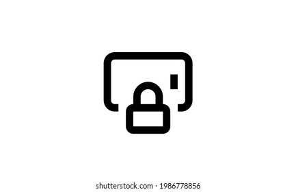lock landscape vector icon outline style with white background perfect pixel 