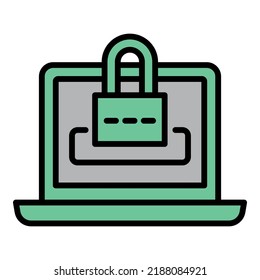 Lock Laptop Icon Outline Vector. Fraud Dos. Security Computer