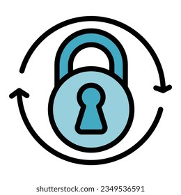 Lock lesson icon outline vector. Private class. Exam learning color flat