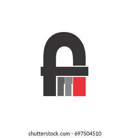Lock with AM letter  logo design vector
